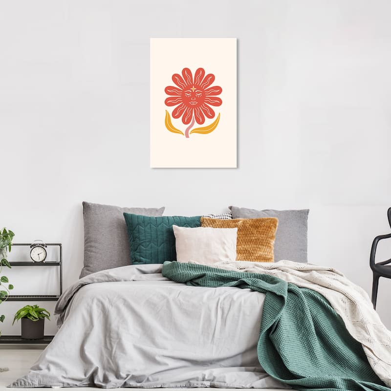 Wynwood Studio Canvas Floral and Botanical Relaxing Sun Floral Orange Modern & Contemporary Wall Art Canvas Print - 24 x 36