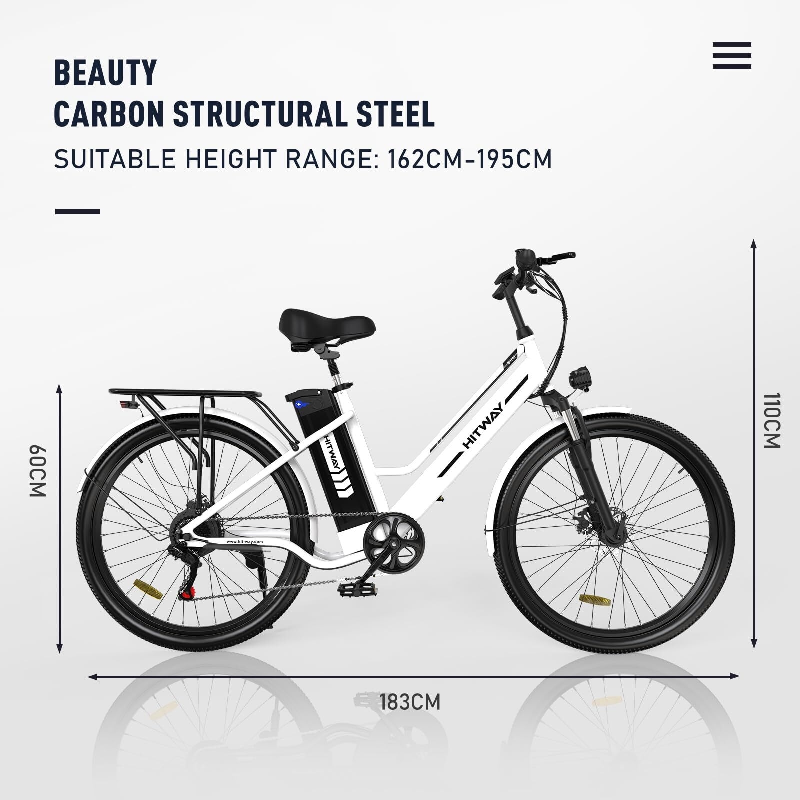 HITWAY Bicicleta eléctrica para adultos, 500W/36V/8.4Ah Ebike con bate –  Ridefaboard