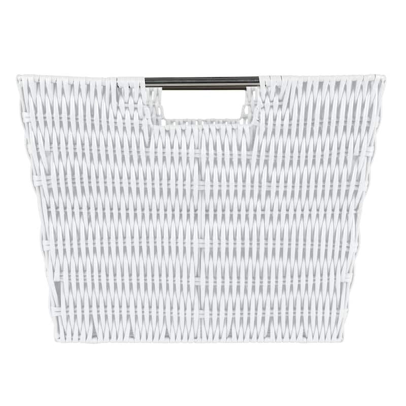 Simplify Large Rattan Storage Tote Basket in Charcoal