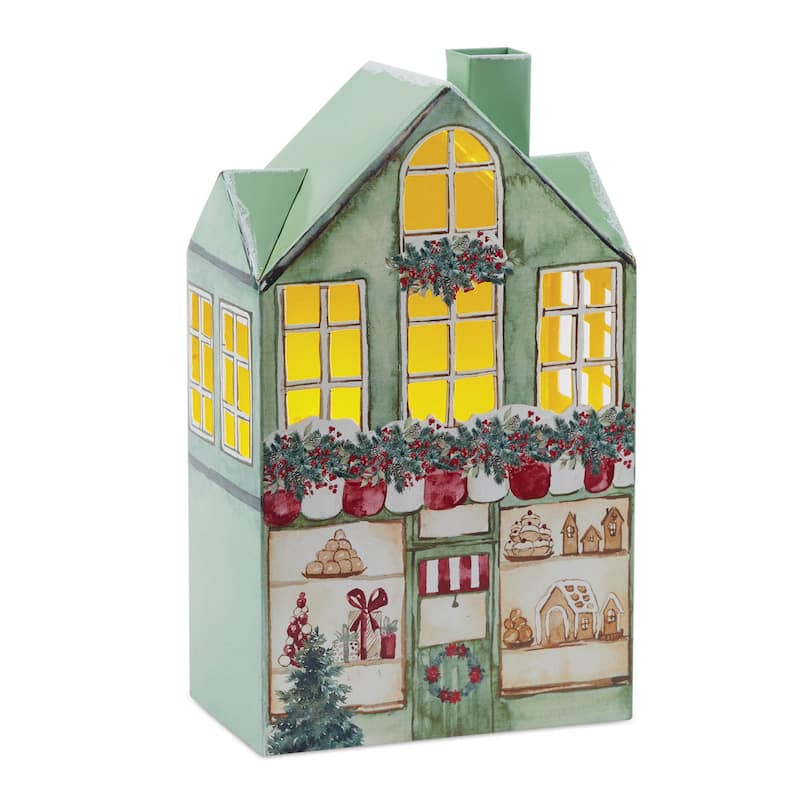 Iron Village Bakery with LED Accent 12"H - N/A