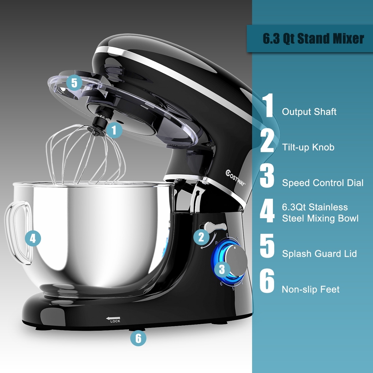 Stand Mixer 660W 10-Speed 7.5 Qt Tilt-Head Food Mixers, Kitchen Electric  Mixer with Stainless Steel Bowl,Dough Hook,Whisk, Beater, Splash Guard,  Black, Large