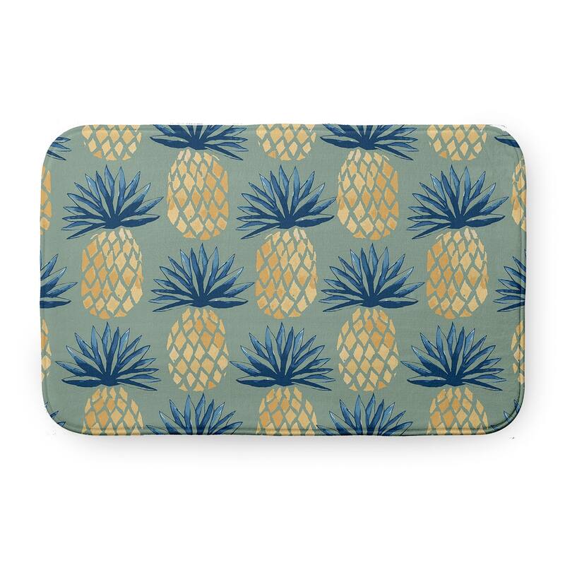 Pineapple Stripes Bathmat - 34" x 21" - Sage