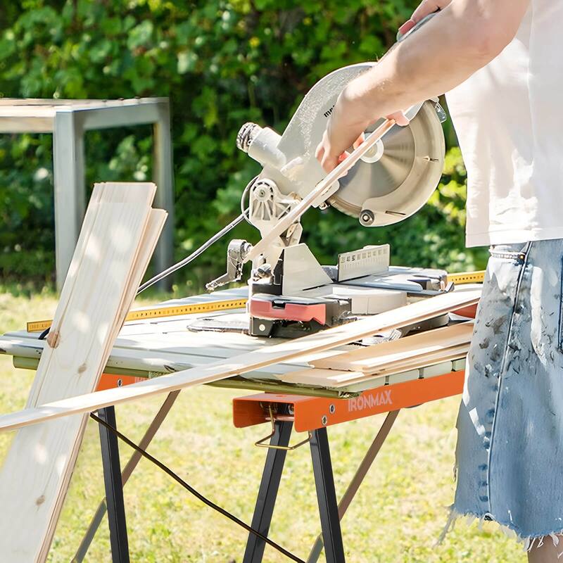 Ironmax 2-Pack Folding Sawhorses with Pre-Drilled Holes & Non-slip - See Details
