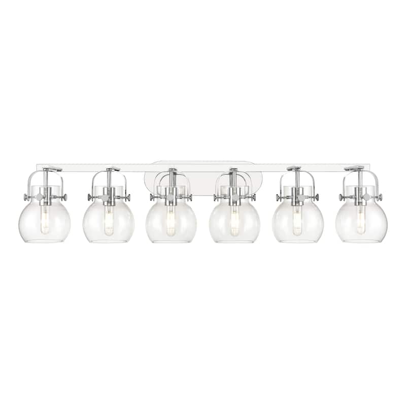 Innovations Lighting 423-6W-10-46 Pilaster II Sphere Vanity Pilaster - Polished Chrome / Clear