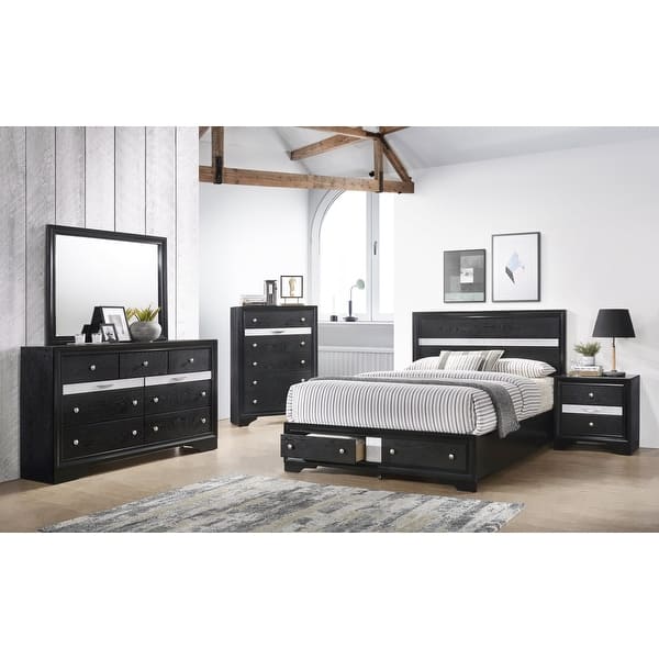 Matrix Traditional Style 4PC/5PC two tone bedroom set Made with Wood