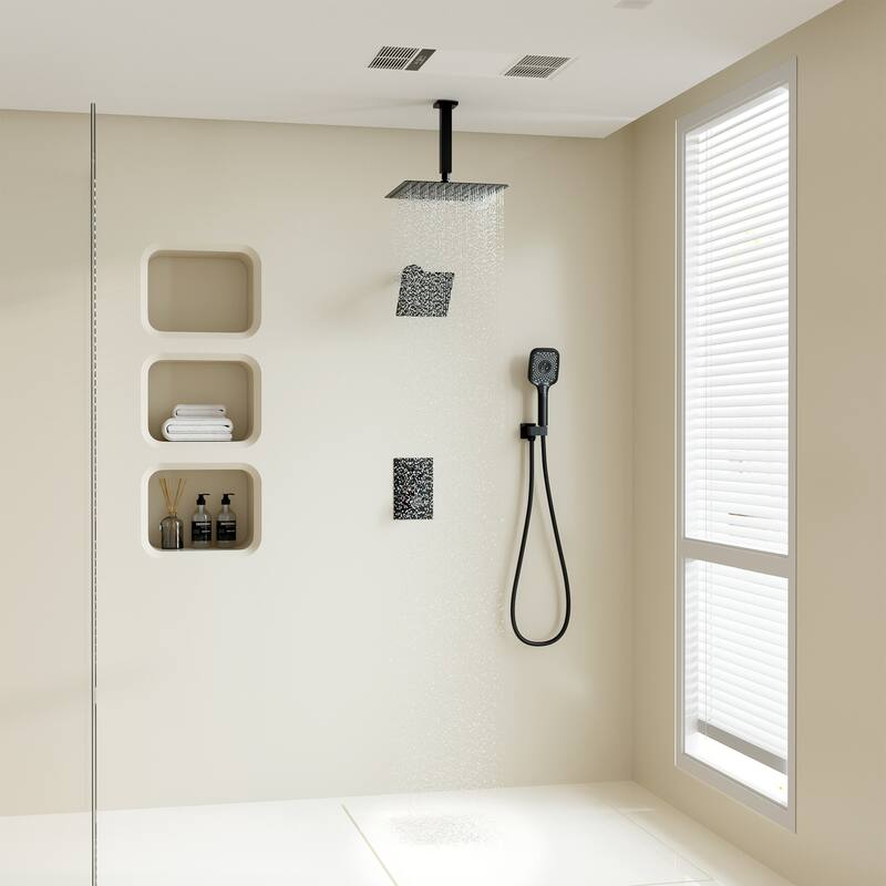 Celling 12 Inch Rainfall Shower Head 3 Function Thermostatic Shower System