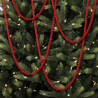 72" Solid Wood Bead Garland Set of 2 - Red - 72-Inch