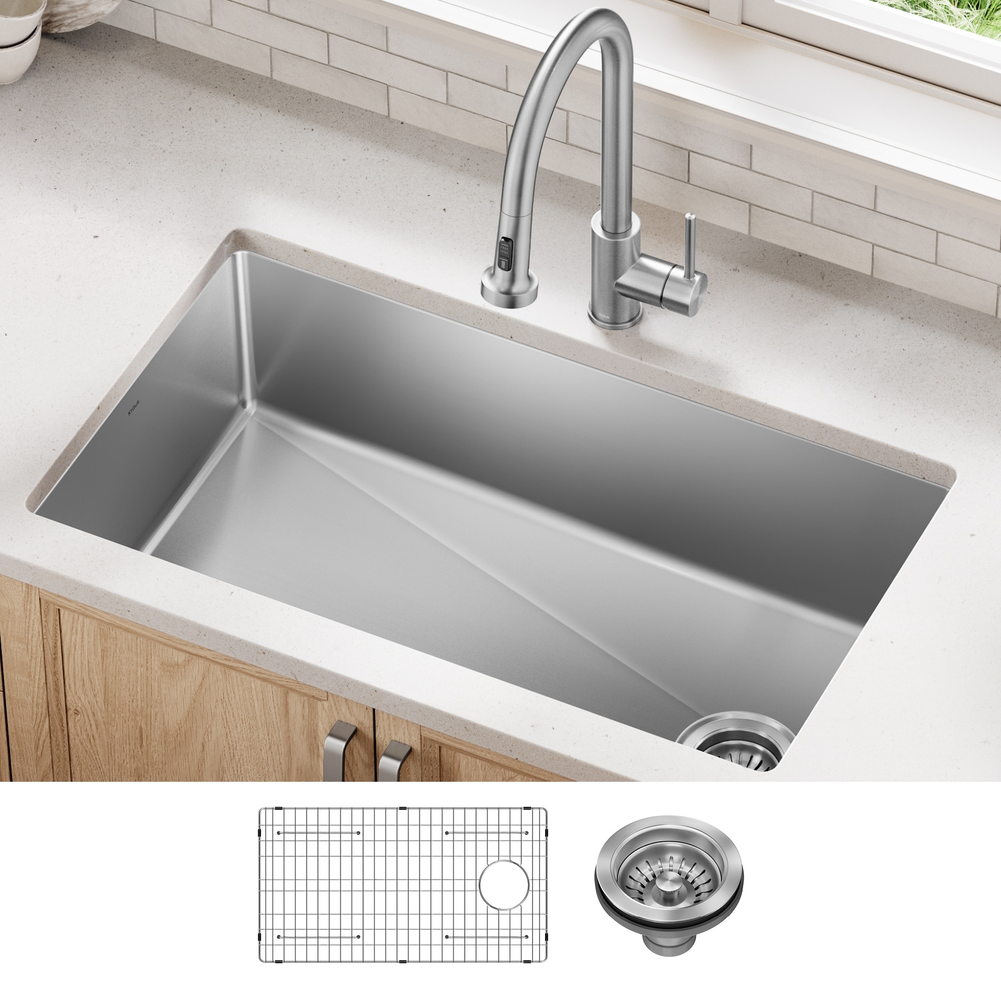 KRAUS Fairlane Undermount 18 Gauge Stainless Steel Kitchen Sink