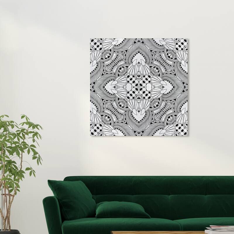 Wynwood Studio Canvas Abstract Deco Shine Onyx Black and Modern & Contemporary Wall Art Canvas Print - 30 x 30