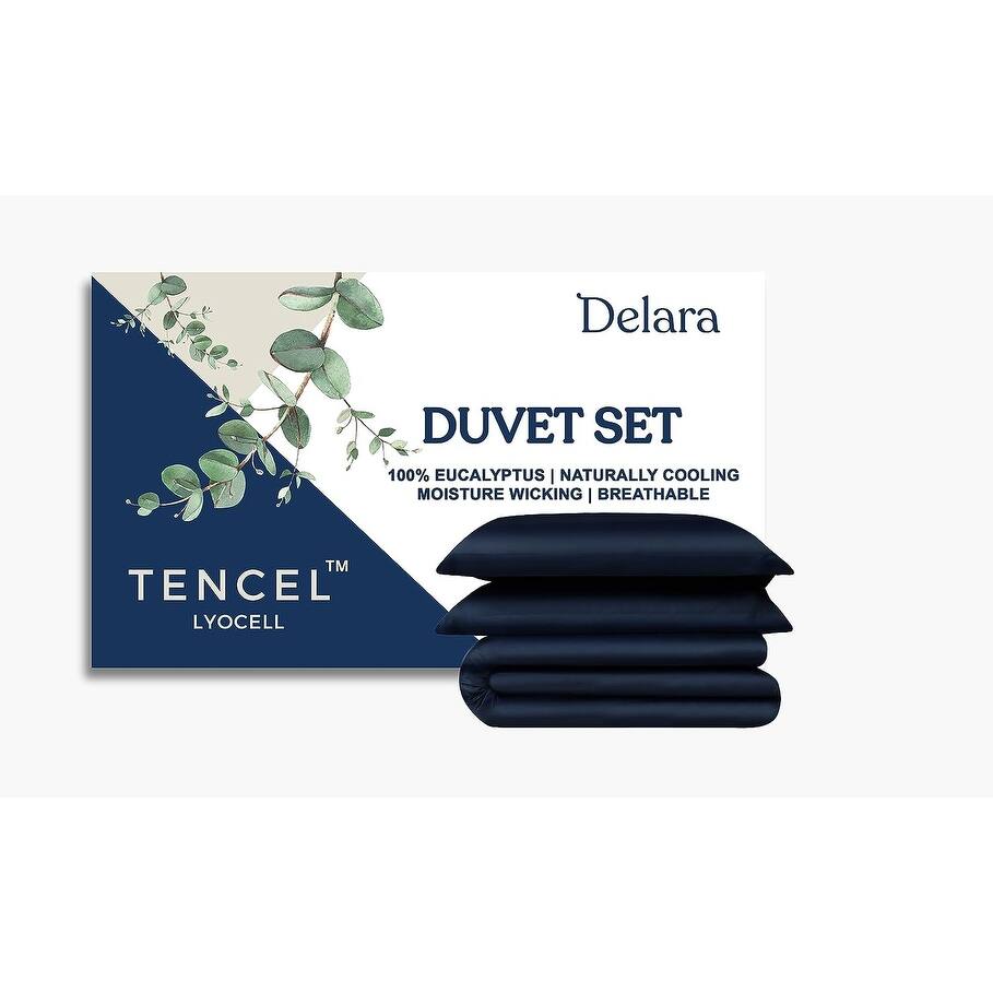 100% Eucalyptus Lyocell Tencel Duvet Cover, Naturally Cooling, Super Soft, Moisture-Wicking, Smooth & Breathable 8 Internal Ties