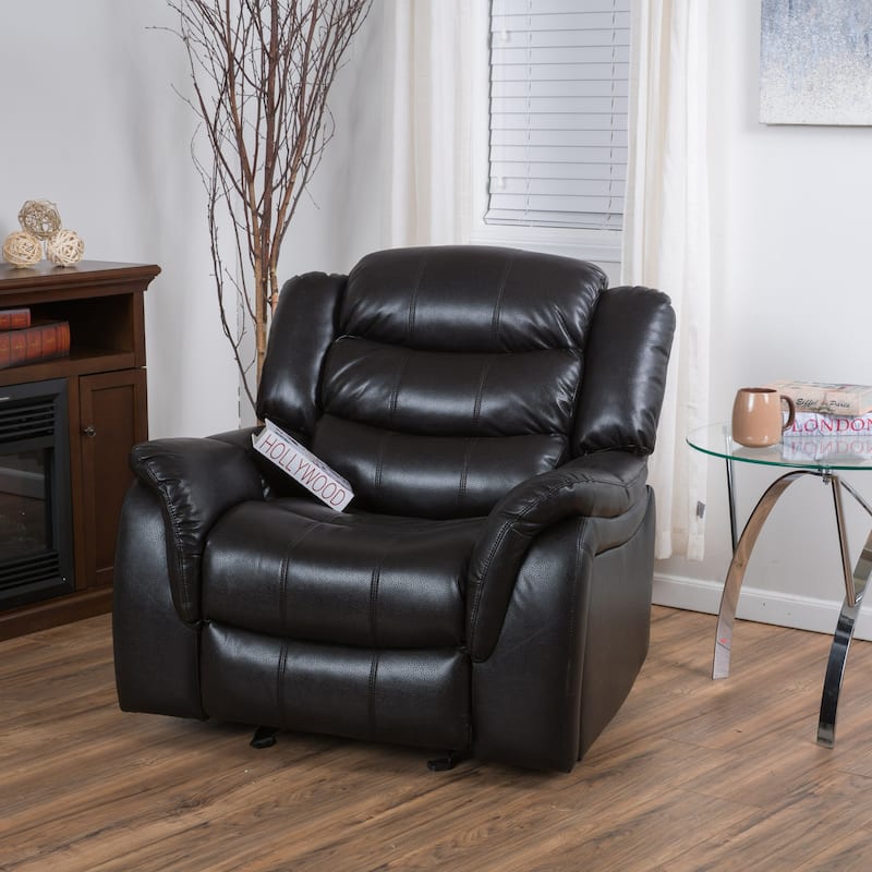 Classic Oversized Faux Leather Recliner, Spacious Upholstered Recliner Chair with Soft Cushion Home Theater Single Sofa Chair