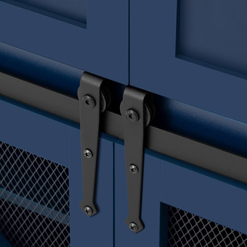 Industrial-Farmhouse Sliding Barn Door Sideboard with Metal Mesh & 3 Deep Drawers by Harper&Bright Designs