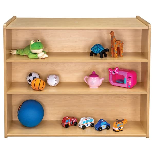 slide 2 of 9, Tot Mate Laminate School Age Double Sided Storage Shelf - 46" x 23 1/2" x 37 1/2" Assembled - Maple