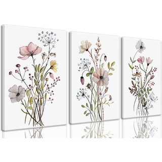 Wildflower Canvas Wall Art Pink Watercolor Botanical Floral - Bed Bath ...