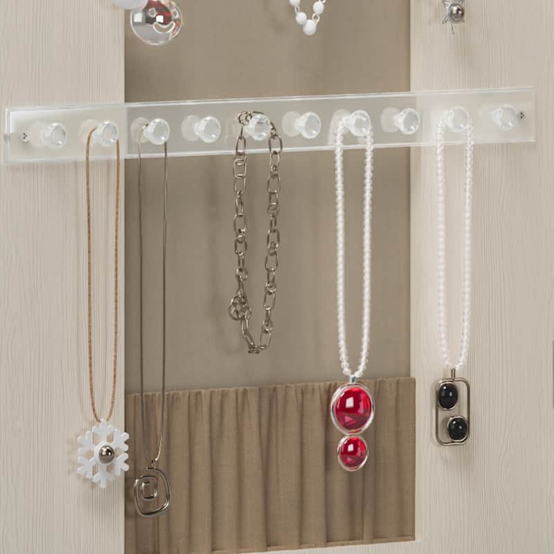 Jewelry Armoire Organizer with Full Length Mirror, Door or Wall Mounted,Lockable Storage Cabinet, Interior Mirror, White