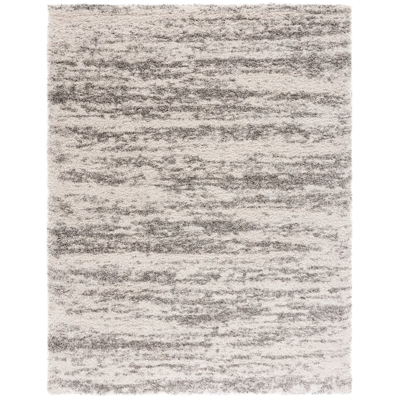 SAFAVIEH Hudson Shag Lulzime Modern Abstract 2-inch Thick Rug - 11' x 15' - Ivory/Grey - Rectangle