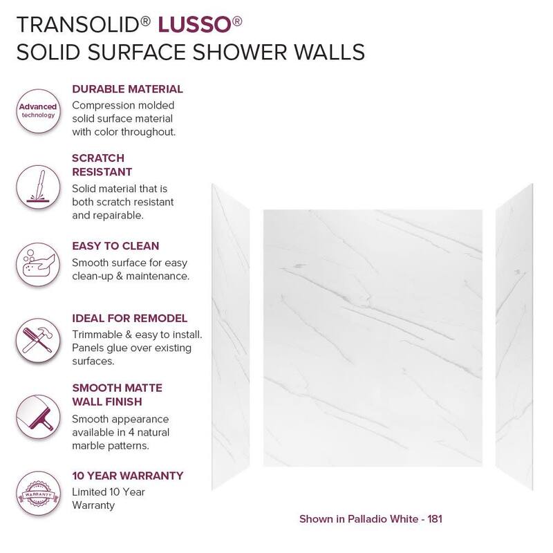 Transolid LWK603672 Lusso 72" H x 60" W x 36" D Three Wall Alcove