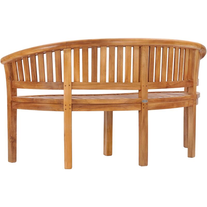 Chic Teak Peanut Outdoor Teak Wood Patio & Garden Double Bench