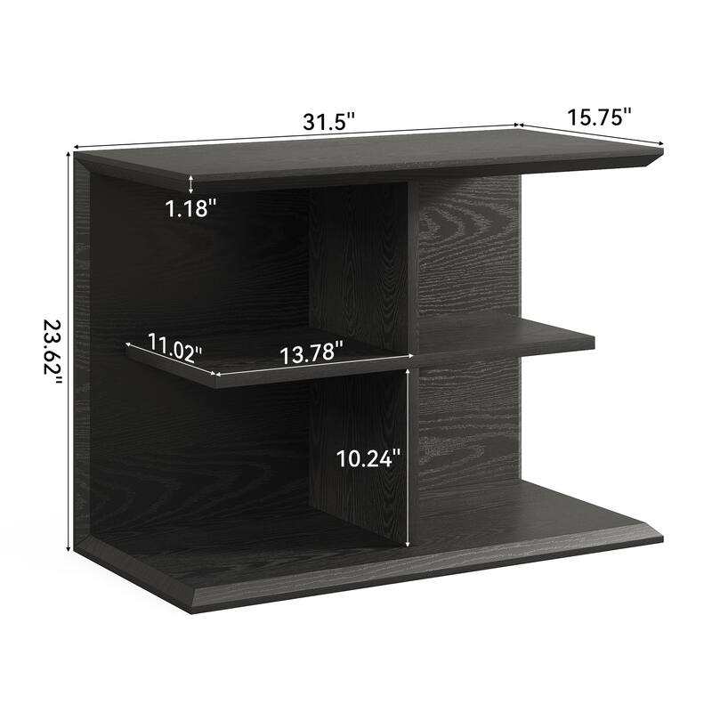 3-Tier End Table with Storage, Wood Sofa Side Table for Hallways