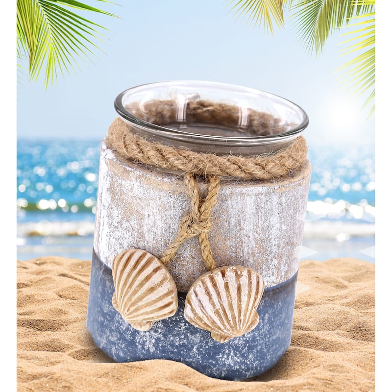 CoTa Global Silver Sea Starfish and Seashell Candle Holders, 2 Pcs Set - 3.2″Lx2.8″Wx2.8″H