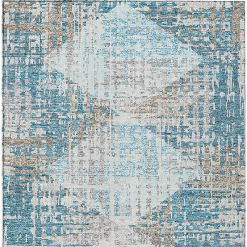 HomeRoots Geometric Transitional Rectangle Outdoor Rug
