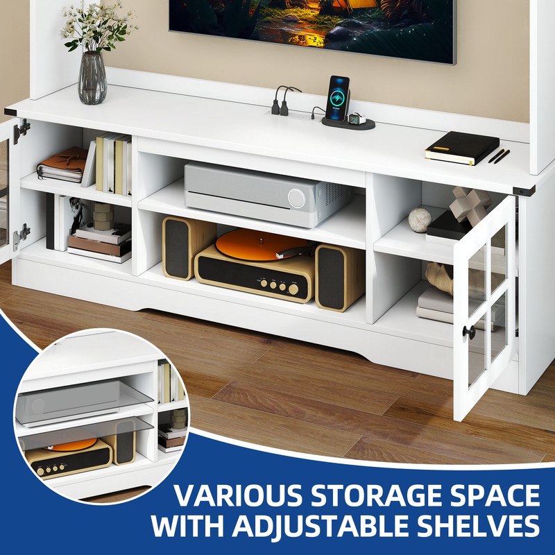 Moasis Vintage TV Stand with Power Outlet for 65