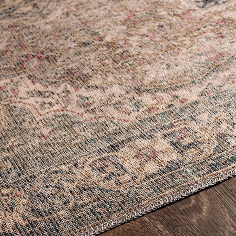 Livabliss Traditional Colin Medallion Washable Area Rug
