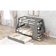 preview thumbnail 19 of 28, Twin over Full Wood Bunk Bed with Trundle, Built-in Desk, Three Storage Drawers & Shelf - Sapce-Saving Design