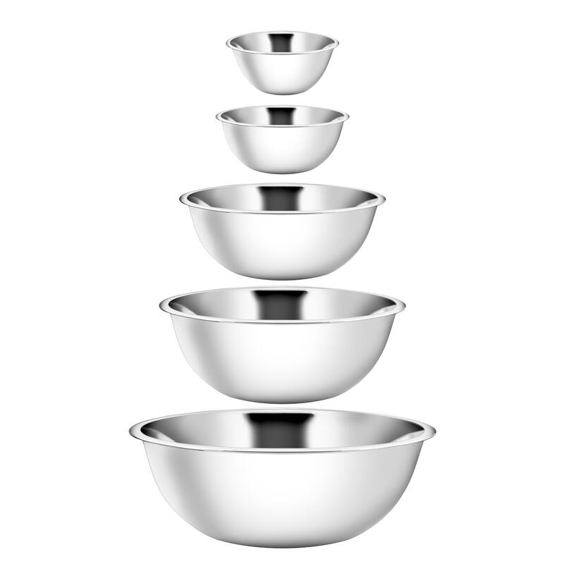 Stainless Steel Mixing Bowls (Set of 5) for Baking, Cooking,Includes 0.75, 1.5, 3, 5, 8 Quart, Stackable for Convenient Storage