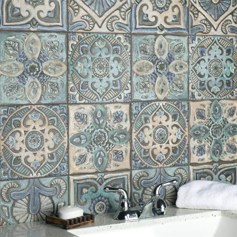Merola Tile Mandala Decor Mix 7-7/8" x 7-7/8" Ceramic Wall Tile