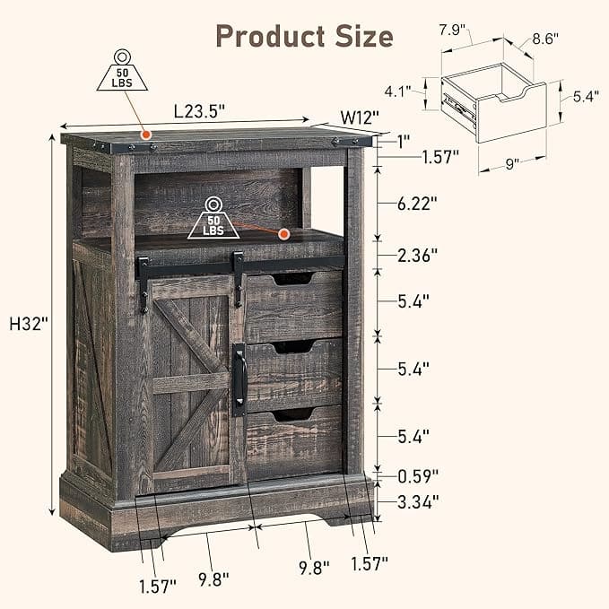 Farmhouse Bathroom Floor Cabinet, Small Storage Cabinet for Bathroom