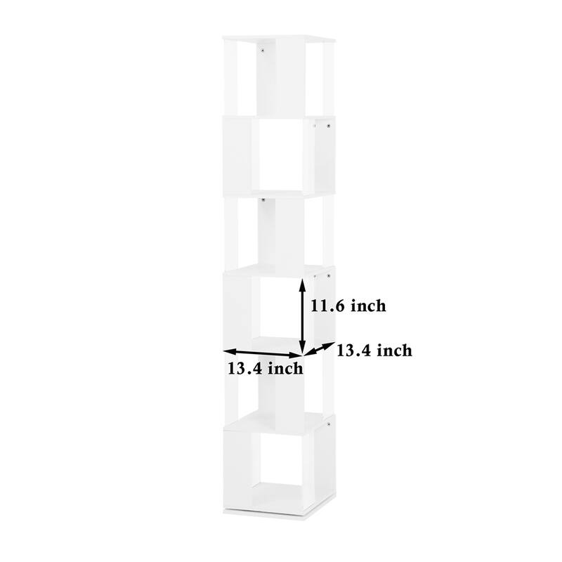 6Tier Rotating Bookshelf,Floor Rack Simple Bookcase,Creative Bookshelf