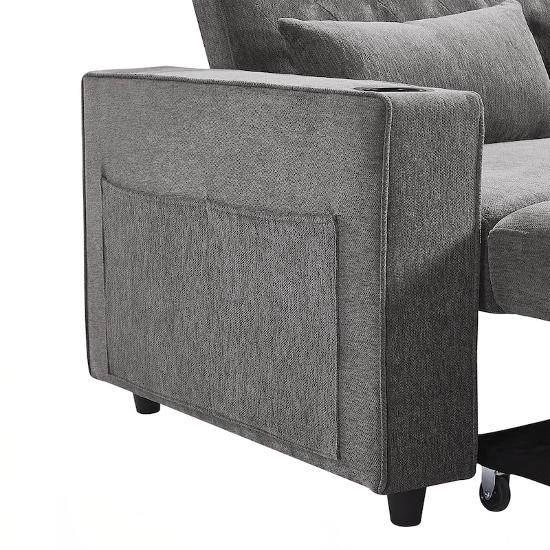 Pull-out Sofa Bed Convertible Couch Loveseat Sofa Modern Sleeper Sofa with Adjustable Backrest for Living Room