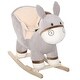 preview thumbnail 1 of 3, Plush Donkey Rocking Horse with Safety Belt, Realistic Sounds, and Sturdy Frame Light Gray