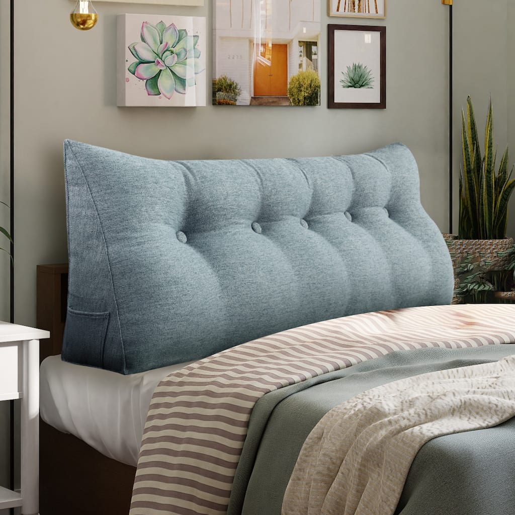 WOWMAX Bed Rest Wedge Bolster Pillow Decorative Back Pillow Gray