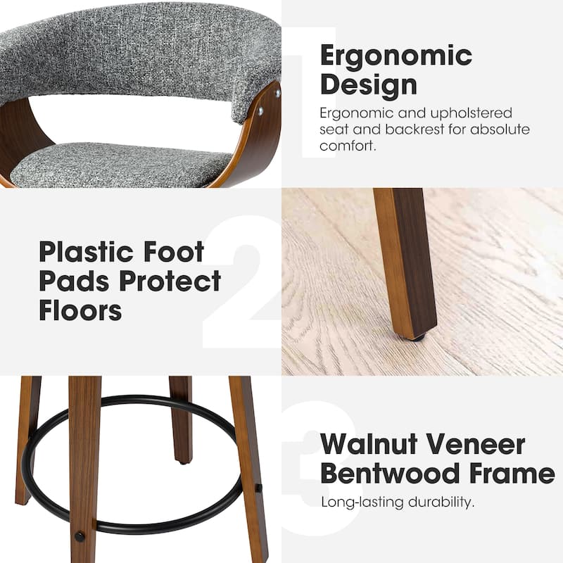 Glitzhome Set of 4 Modern Counter or Bar Height Faux Leather Swivel Upholstered Pub Stools