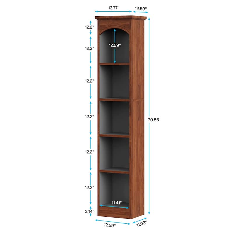 70.9 Inches 5-tier Tall Narrow Bookcase Cube Bookshelf with Storage