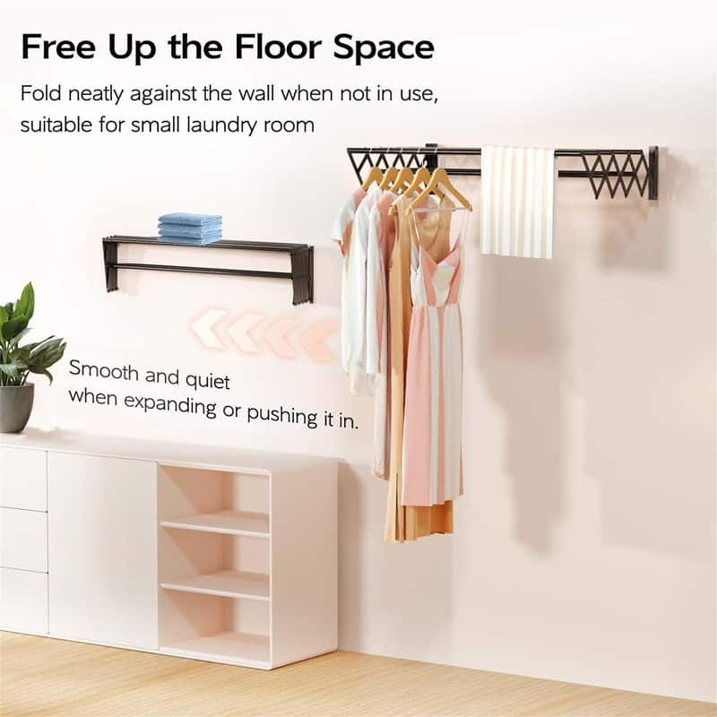 Wall Mounted Clothes Drying Rack - 17"D x 5.5"W x 2"H
