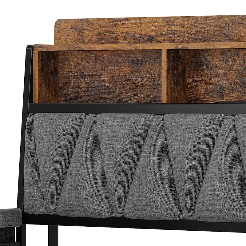 Moasis Twin Size Daybed with Trundle,Heavy Duty Metal Bed Frame with RGB LED Lights and Bookcase Headboard with Charging Station