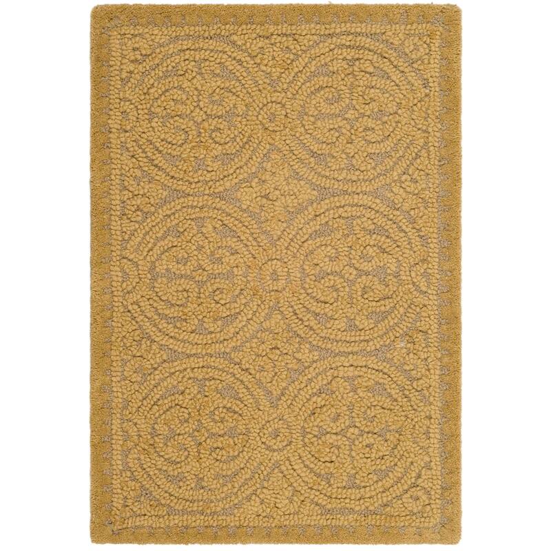 SAFAVIEH Handmade Cambridge Friedhild Moroccan Wool Rug - 2'6" x 4' - Light Gold/Dark Gold
