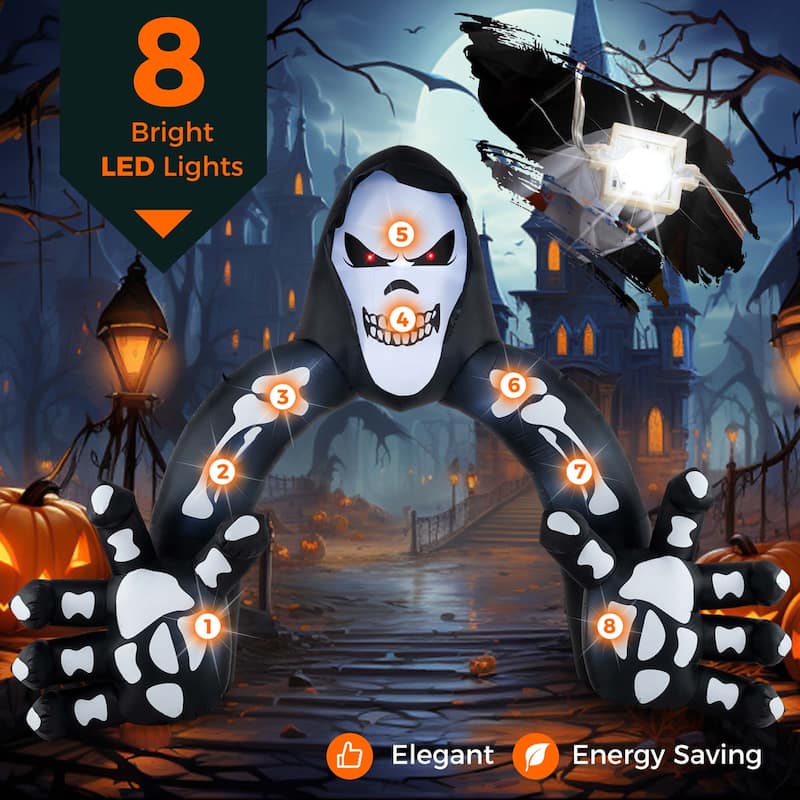 Costway 10.2 x 8.7 ft Halloween Inflatable Grim Reaper Archway LED - See Details