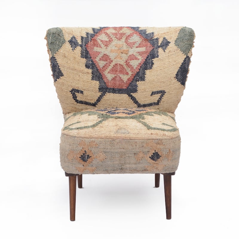 Sevita Comforta Boho Kilim Jute Upholstered Accent Chair - 30" H x 26" W x 30" D