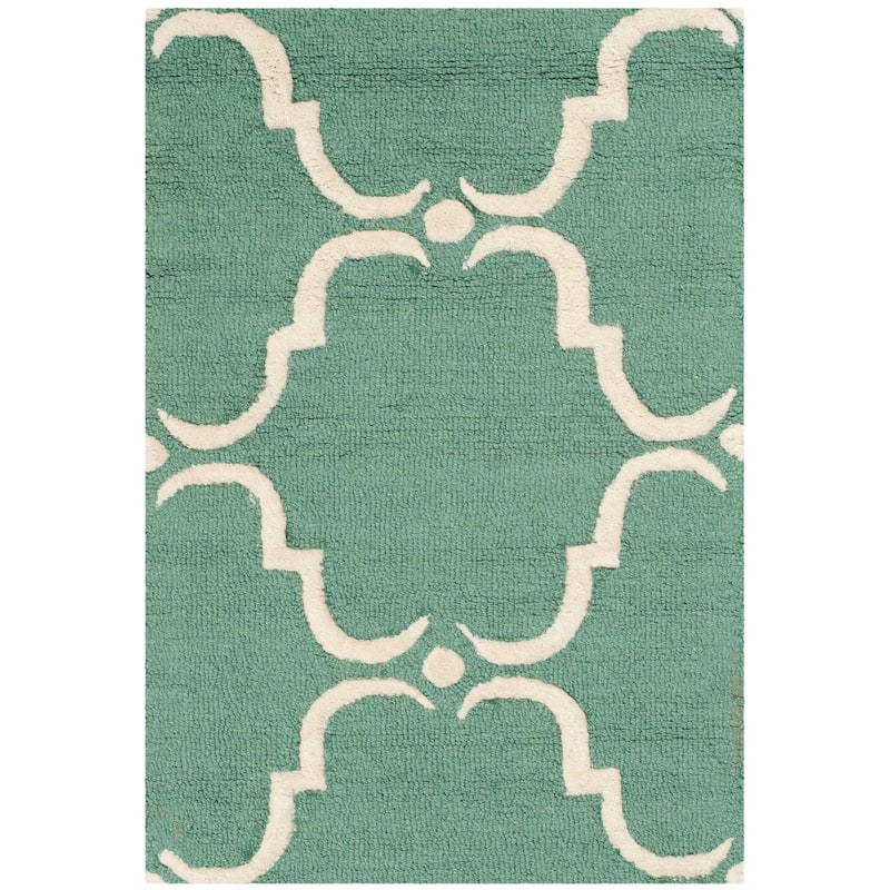 SAFAVIEH Handmade Cambridge Aygun Modern Wool Rug - 2' x 3' - Teal/Ivory