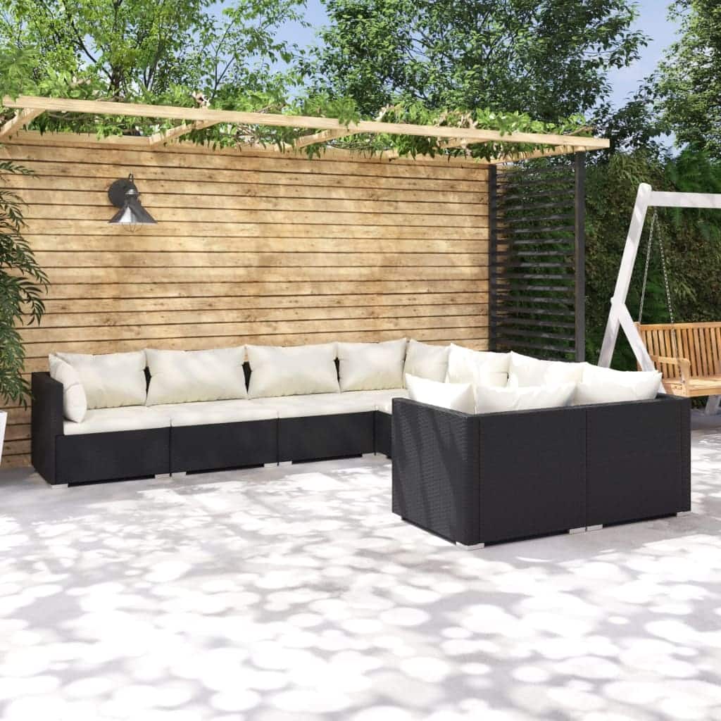 vidaXL Patio Lounge Set Outdoor Sectional Sofa Set Table Garden Poly Rattan - 27.6" x 27.6" x 23.8"