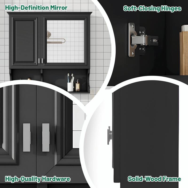 30-Inch Mirror Medicine Cabinet with Open Shelves