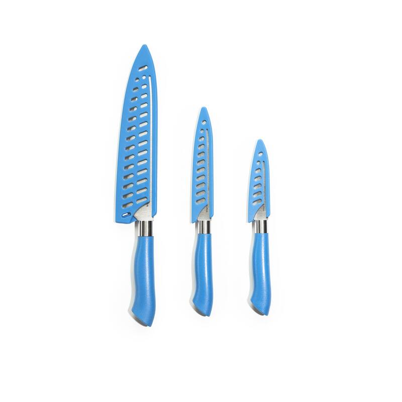 Dura Living EcoCut 3-Piece Kitchen Knife Set - High Carbon Stainless Steel Blades, Eco-Friendly Handles with Sheaths