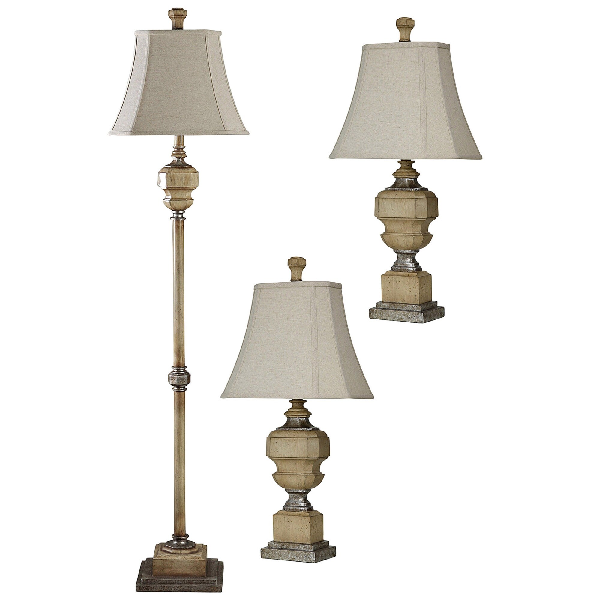 Delacora Sc L89030 Florentine 29 Tall Accent Lamp Set Includes 2 Table And 1 Floor Lamp With Softback Fabric Shade Overstock 25655048