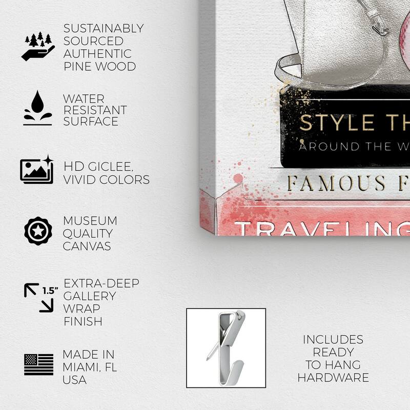 Wynwood Studio Fashion and Glam White Purse White Flowers and Essentials White and Glam Wall Art Canvas Print