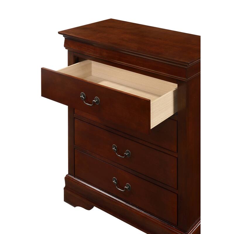 Passion Furniture Louis Phillipe Cherry 4 Drawer Chest of Drawers - 31"L x 16"W x 41"H