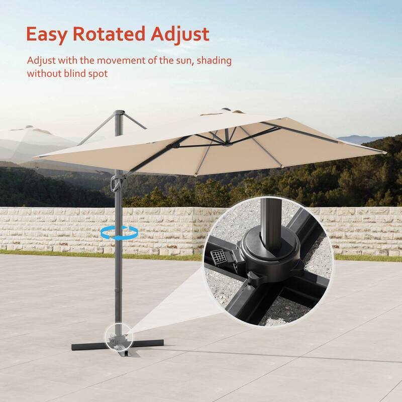 LIVOOSUN 10x8FT Rectangular Cantilever Patio Umbrella Aluminum Frame